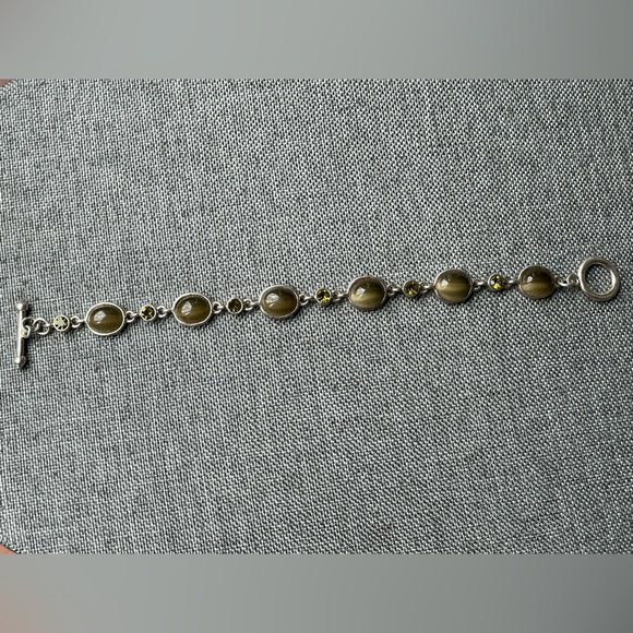 Peridot & Tiger Eye Silver Plated Bracelet - Picture 3 of 7